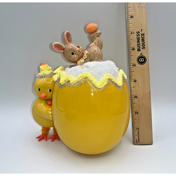 Vintage Chick Holding Egg Plante & Tumbling Bunny Deb O. Original Designs OOAK - Picture 15 of 16